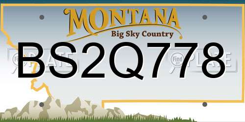 BS2Q778 Montana License Plate