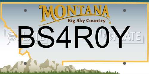 BS4R0Y Montana License Plate