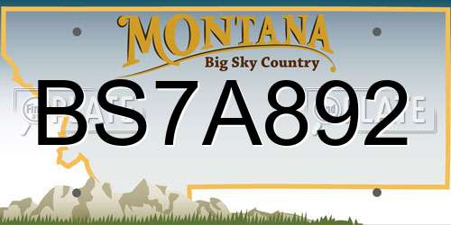 BS7A892 Montana License Plate
