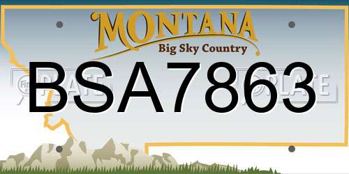 BSA7863 Montana License Plate