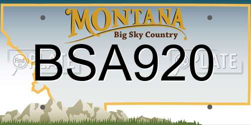 BSA920 Montana License Plate