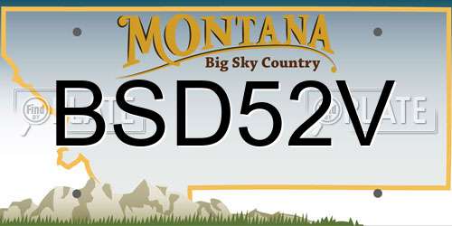 BSD52V Montana License Plate