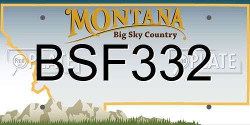 BSF332 Montana License Plate
