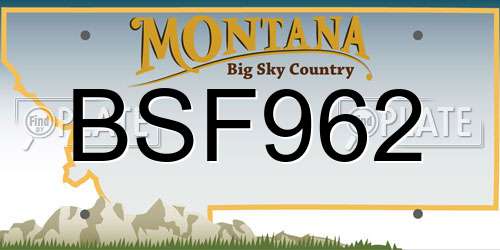 BSF962 Montana License Plate