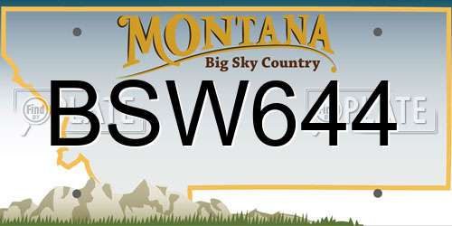 BSW644 Montana License Plate
