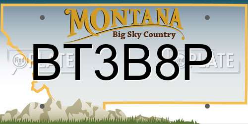 BT3B8P Montana License Plate