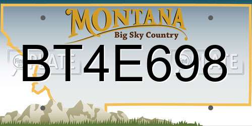 BT4E698 Montana License Plate