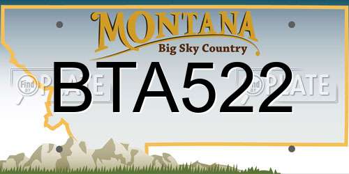 BTA522 Montana License Plate