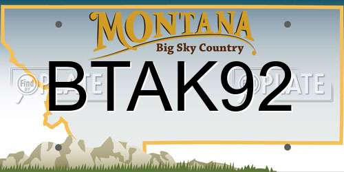BTAK92 Montana License Plate