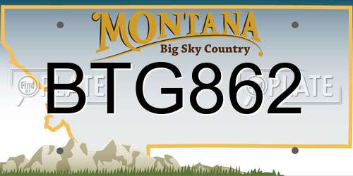 BTG862 Montana License Plate