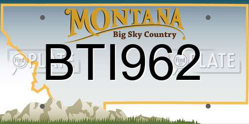 BTI962 Montana License Plate