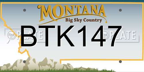 BTK147 Montana License Plate