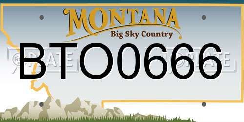 BTO0666 Montana License Plate