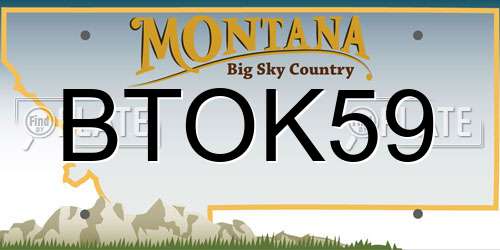 BTOK59 Montana License Plate