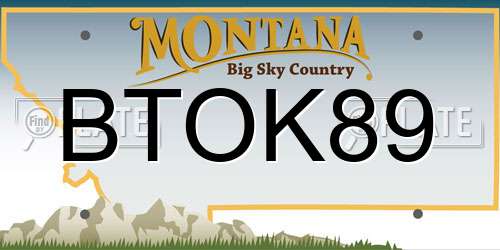 BTOK89 Montana License Plate