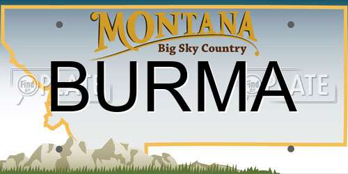 BURMA Montana License Plate