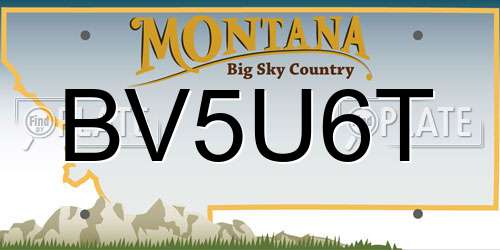 BV5U6T Montana License Plate