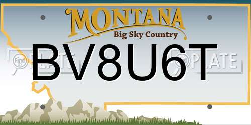 BV8U6T Montana License Plate