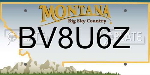 BV8U6Z Montana License Plate