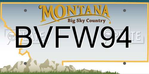 BVFW94 Montana License Plate