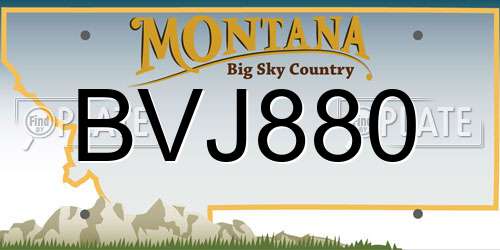 BVJ880 Montana License Plate