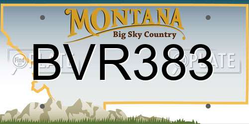 BVR383 Montana License Plate