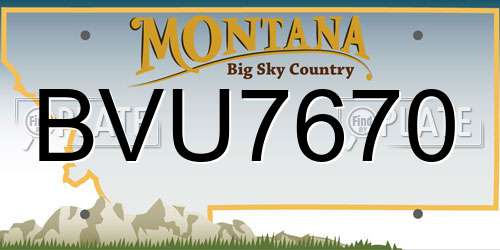 BVU7670 Montana License Plate