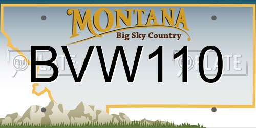 BVW110 Montana License Plate