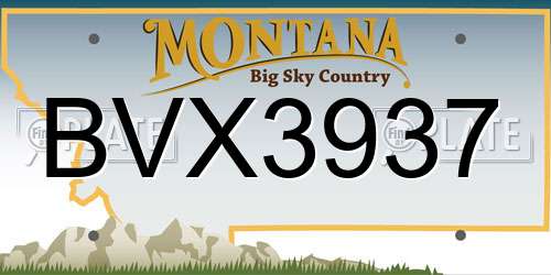 BVX3937 Montana License Plate