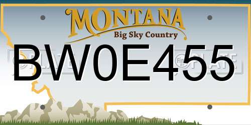 BW0E455 Montana License Plate