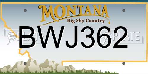 BWJ362 Montana License Plate