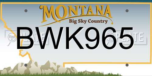 BWK965 Montana License Plate