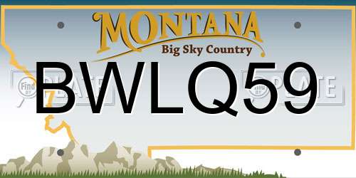 BWLQ59 Montana License Plate