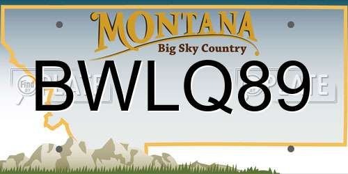 BWLQ89 Montana License Plate