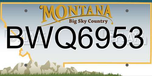BWQ6953 Montana License Plate