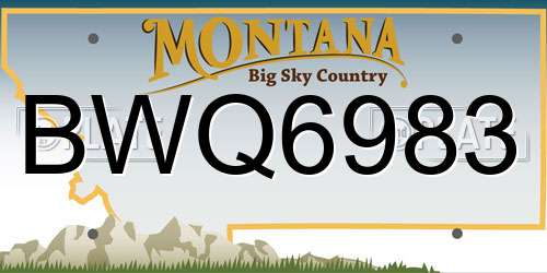 BWQ6983 Montana License Plate