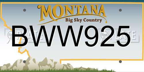 BWW925 Montana License Plate
