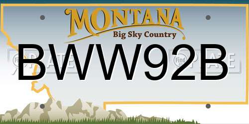 BWW92B Montana License Plate