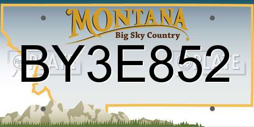 BY3E852 Montana License Plate