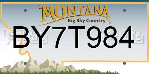 BY7T984 Montana License Plate