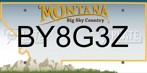 BY8G3Z Montana License Plate