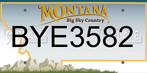 BYE3582 Montana License Plate