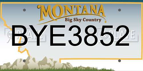 BYE3852 Montana License Plate