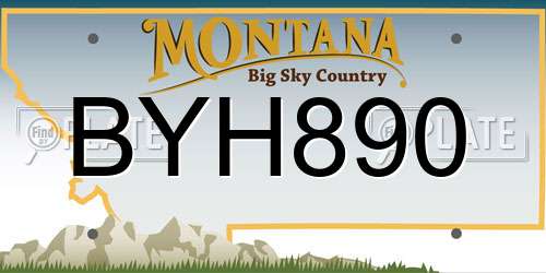 BYH890 Montana License Plate