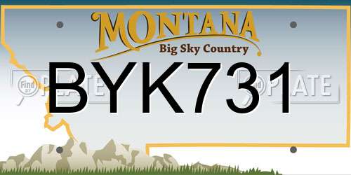 BYK731 Montana License Plate
