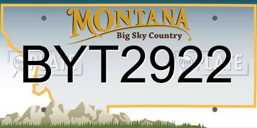 BYT2922 Montana License Plate