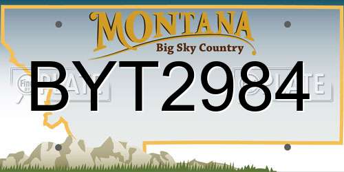 BYT2984 Montana License Plate
