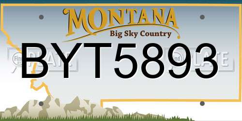 BYT5893 Montana License Plate