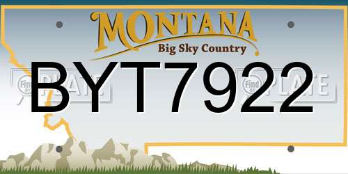 BYT7922 Montana License Plate