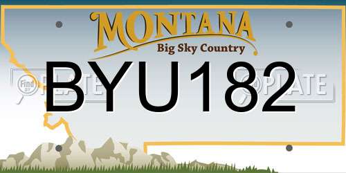 BYU182 Montana License Plate